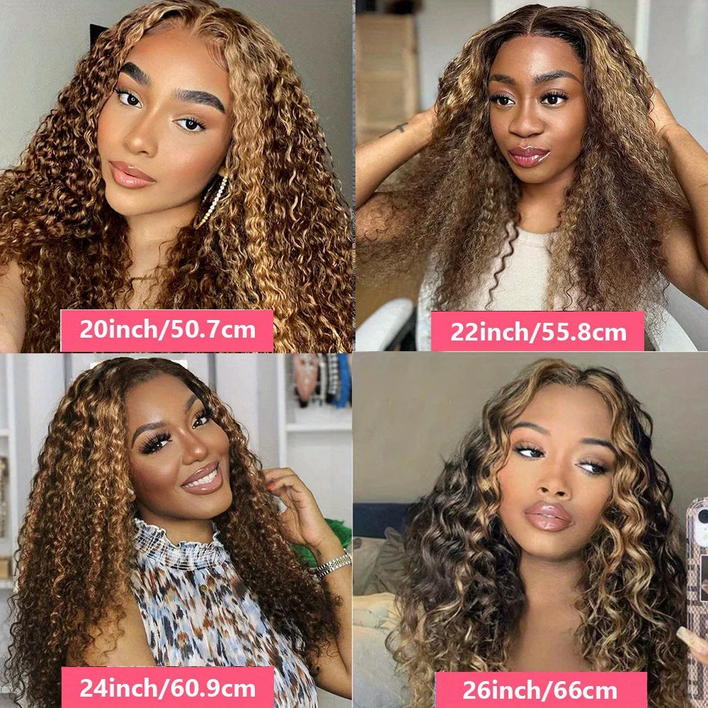 Filipa Lafino - peruca de ondas profundas, cabelo humano remy, hd renda frontal 13x4 reflexos sem cola