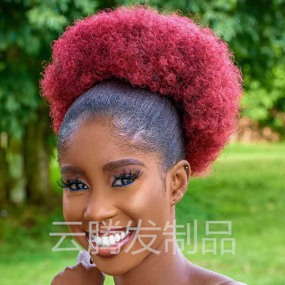 Coleção Yara - extensão rabo de cavalo afro, cachos kinky 4B 4C e coque natural