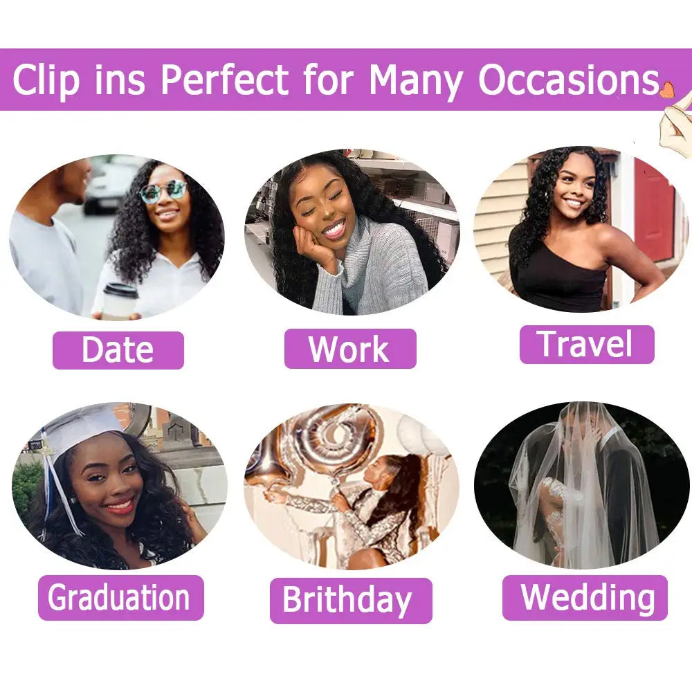 Madalena Beren - conjunto de 8 peças clip-in cachos kinky, cabelo humano remy brasileiro cor natural