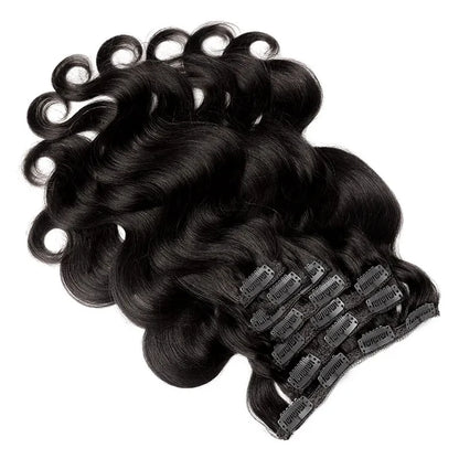 Manuhela Ximena conjunto de  8 peças clip-in ondas brasileiras, cabelo remy 120g, 18 grampos premium