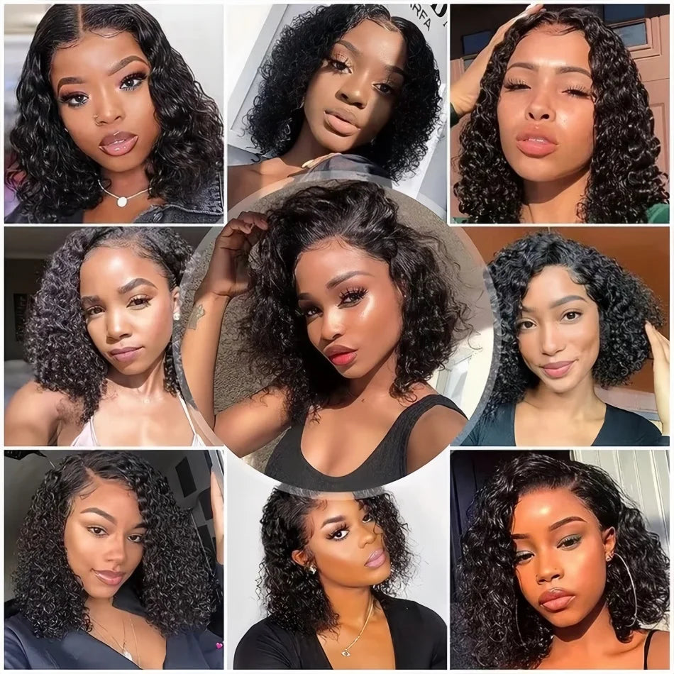 Coleção Ondine  - peruca bob ondas profundas HD lace transparente e cabelo humano brasileiro