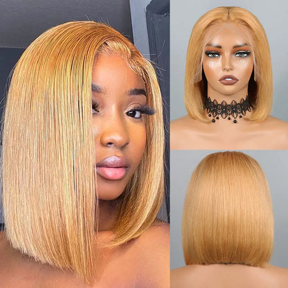 Isa Horine - peruca bob lisa cabelo humano, renda de 13x4, 210% densidade e várias cores