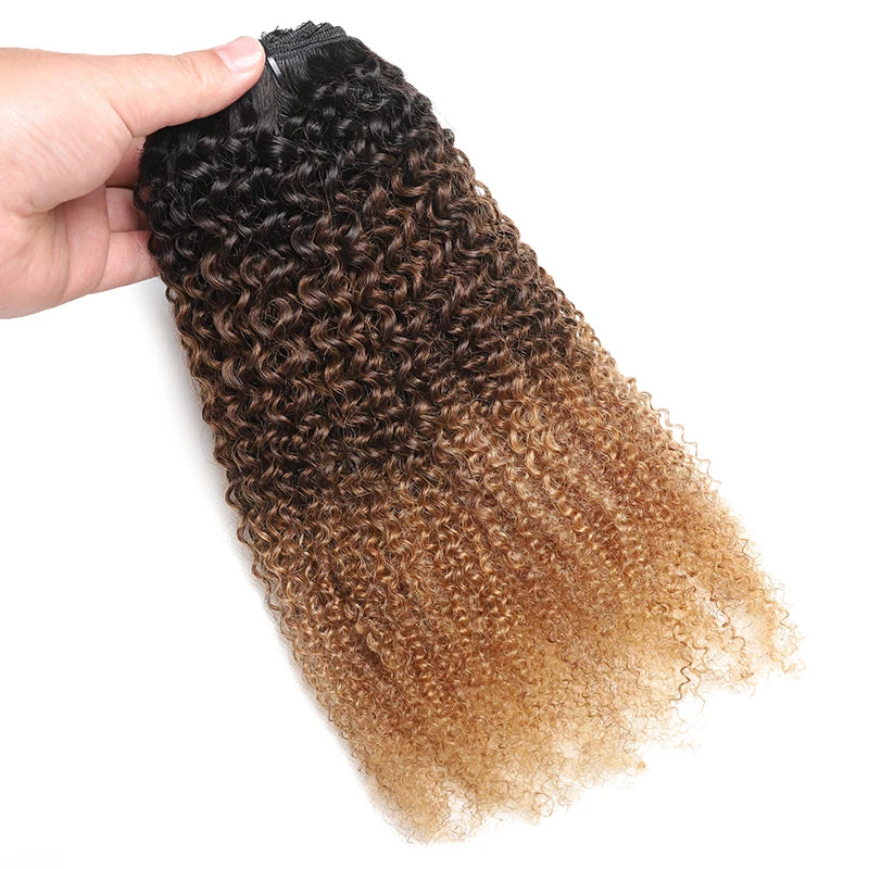 Yolanda Diniz - conjunto de 8 peças clip-in afro ombré, cachos naturais cabelo humano e volume máximo