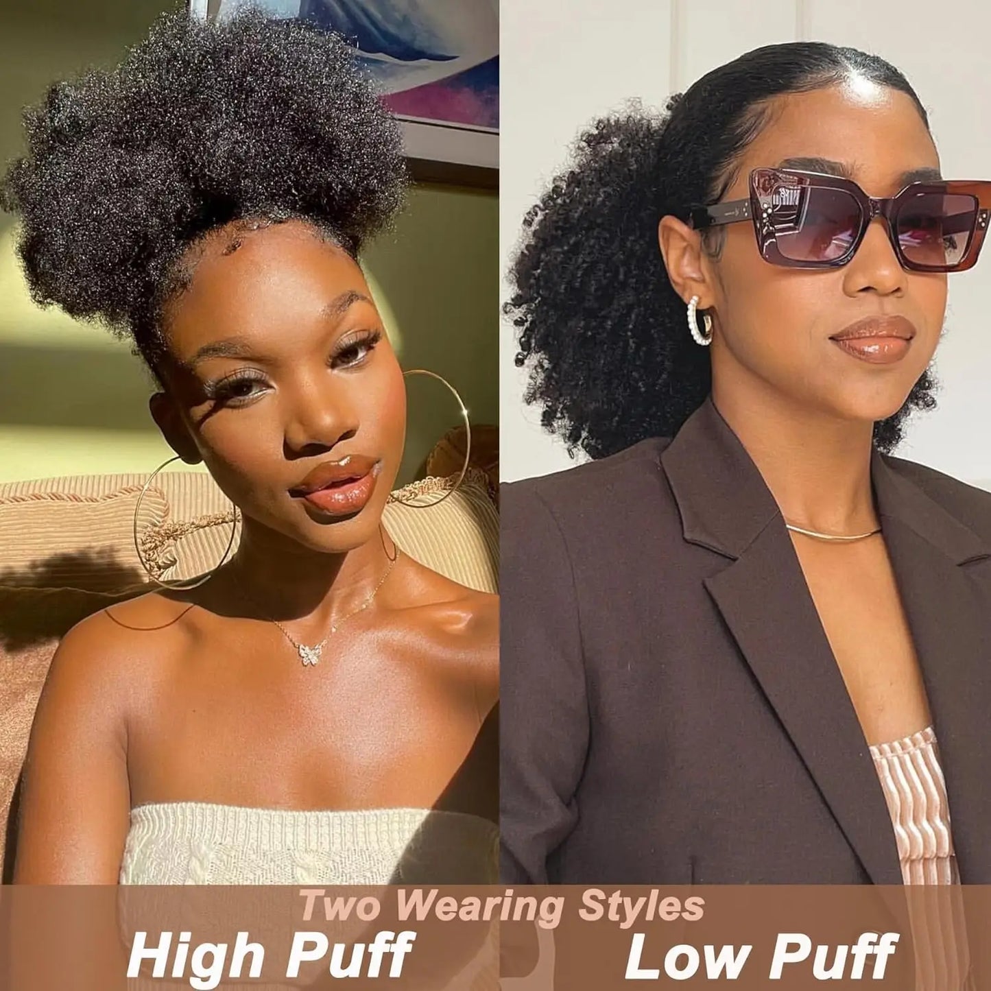 Coleção Zola Sanaa - extensão puff afro coque, cordão cachos kinky e volume natura