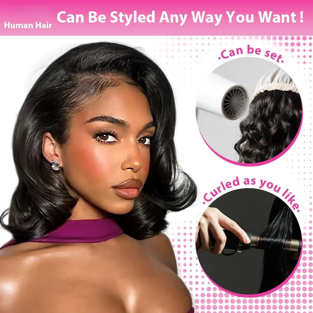 Coleção Flavie - bob ondas brasileiras premium, renda transparente 13x6 e 250% volume natural