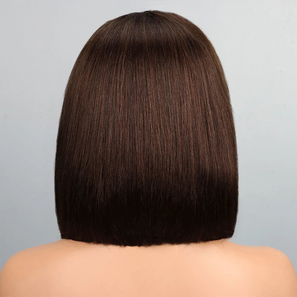 Isa Horine - peruca bob lisa cabelo humano, renda de 13x4, 210% densidade e várias cores
