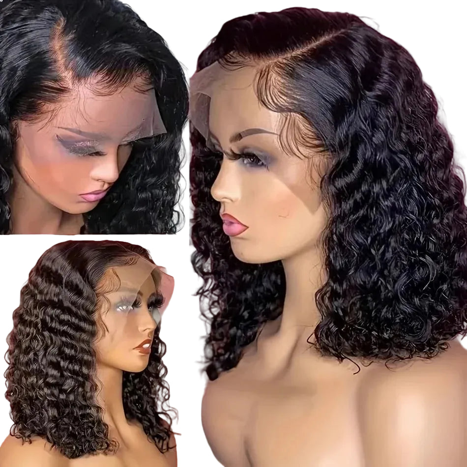 Coleção Ondine  - peruca bob ondas profundas HD lace transparente e cabelo humano brasileiro