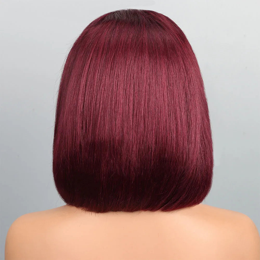 Isa Horine - peruca bob lisa cabelo humano, renda de 13x4, 210% densidade e várias cores