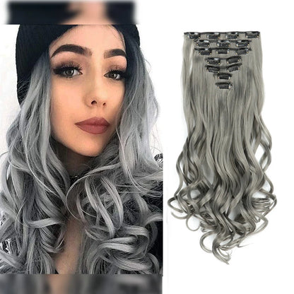 Estefânia Ondina-  clip-in ondas longas 7 peças, 55cm sintético natural volumoso, cabeça completa