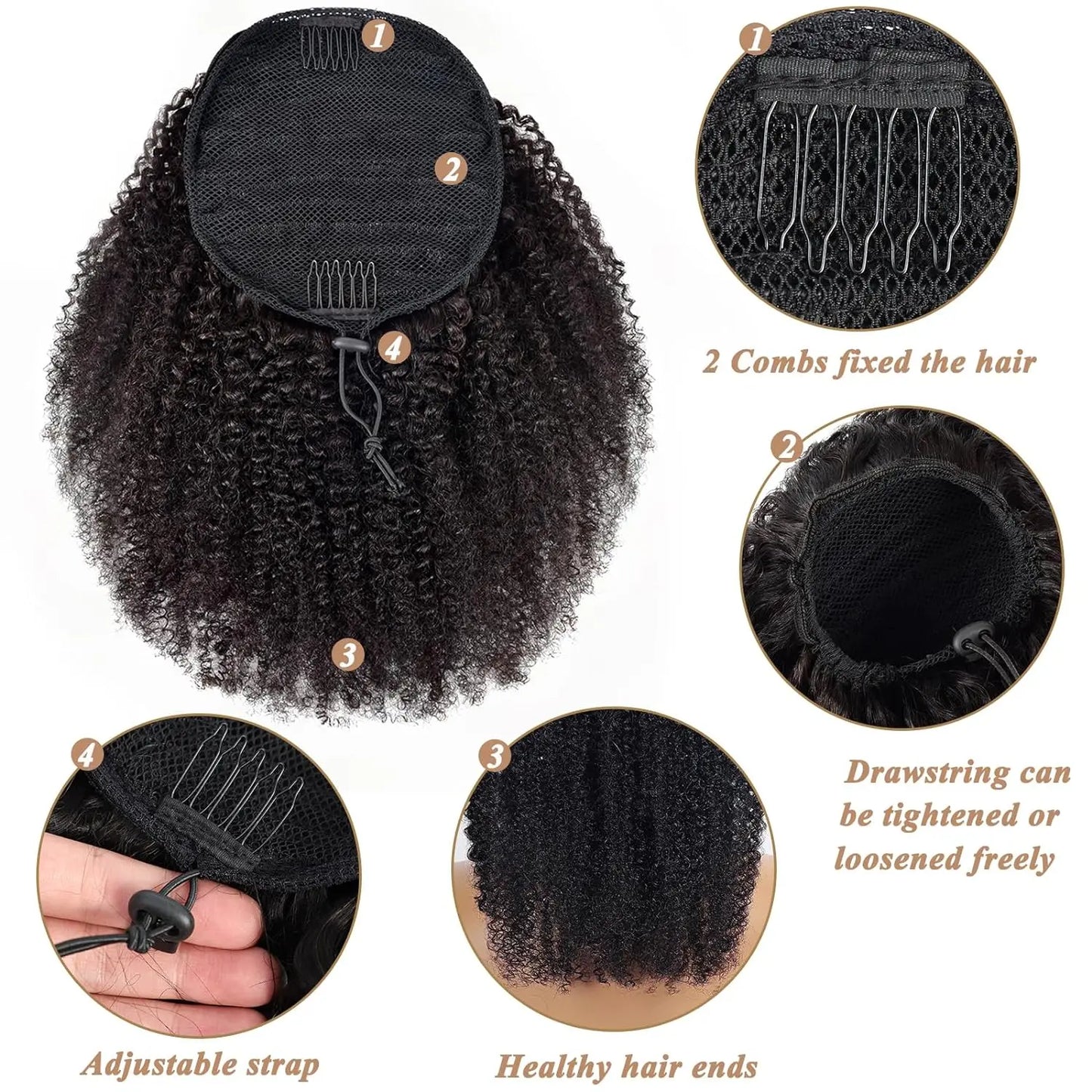 Coleção Zola Sanaa - extensão puff afro coque, cordão cachos kinky e volume natura