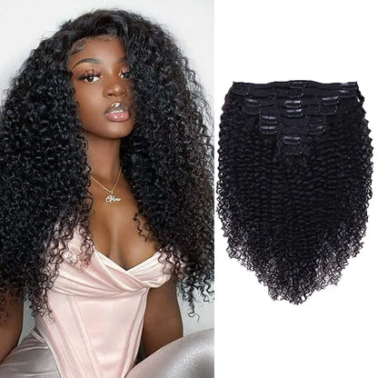 Madalena  Beren - conjunto de 8 peças clip-in cachos kinky, cabelo humano remy brasileiro cor natural