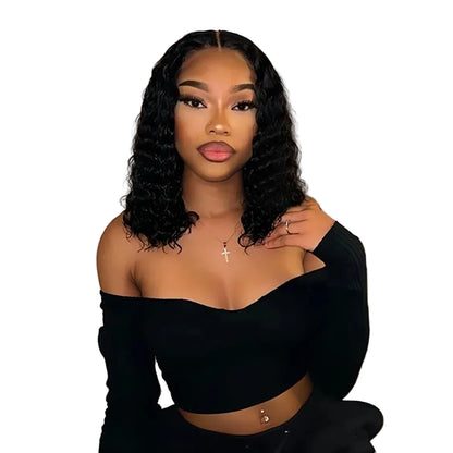 Coleção Ondine  - peruca bob ondas profundas HD lace transparente e cabelo humano brasileiro