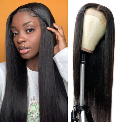 Erieth Onyx - peruca lisa longa preta natural renda frontal hd e pré-arrancada sem cola