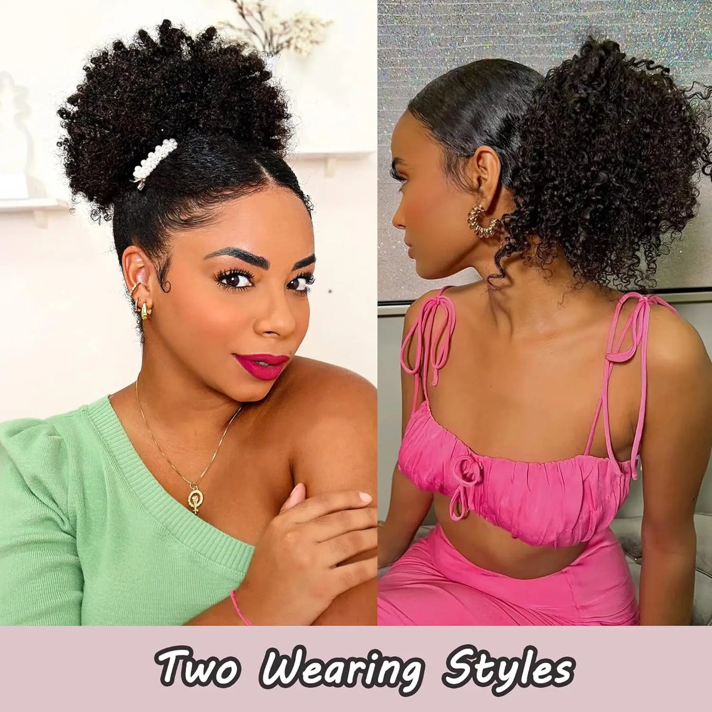 Coleção Zola Sanaa - extensão puff afro coque, cordão cachos kinky e volume natura