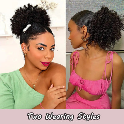 Coleção Zola Sanaa - extensão puff afro coque, cordão cachos kinky e volume natura