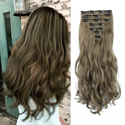 Estefânia Ondina-  clip-in ondas longas 7 peças, 55cm sintético natural volumoso, cabeça completa
