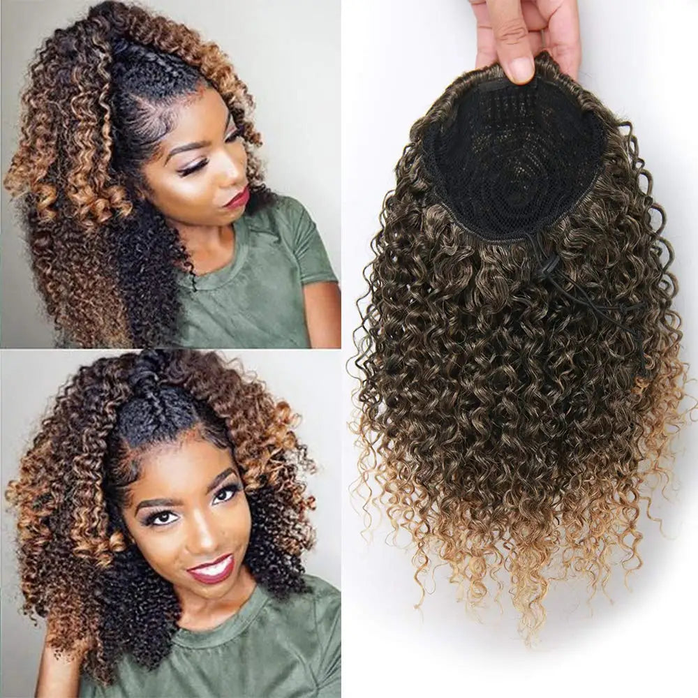 Coleção Zola Sanaa - extensão puff afro coque, cordão cachos kinky e volume natura