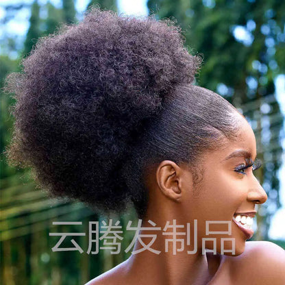 Coleção Yara - extensão rabo de cavalo afro, cachos kinky 4B 4C e coque natural