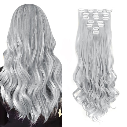 Estefânia Ondina-  clip-in ondas longas 7 peças, 55cm sintético natural volumoso, cabeça completa