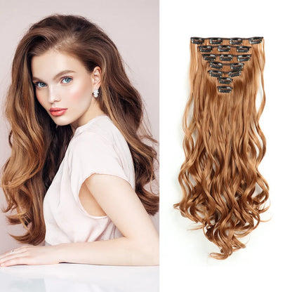 Estefânia Ondina-  clip-in ondas longas 7 peças, 55cm sintético natural volumoso, cabeça completa