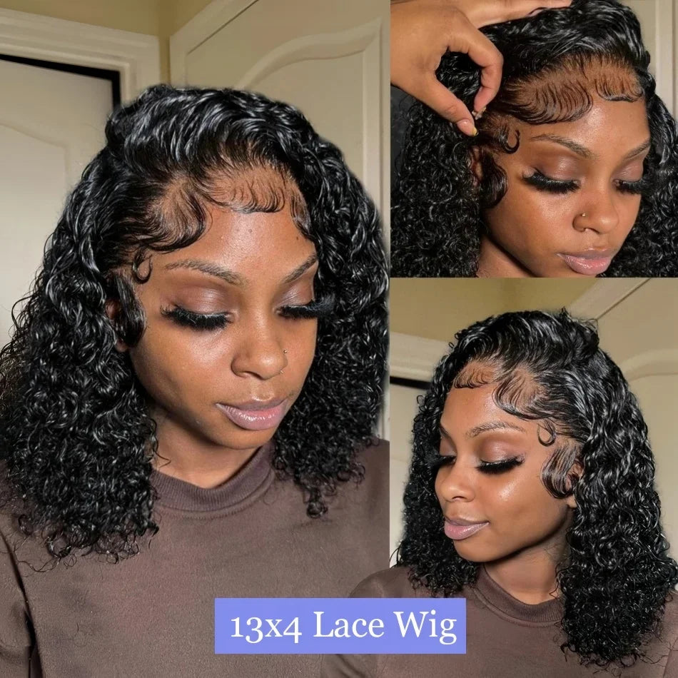Coleção Ondine  - peruca bob ondas profundas HD lace transparente e cabelo humano brasileiro