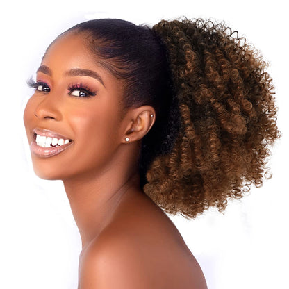 Coleção Zola Sanaa - extensão puff afro coque, cordão cachos kinky e volume natura
