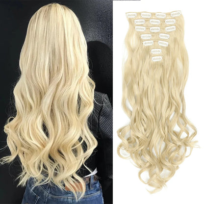 Estefânia Ondina-  clip-in ondas longas 7 peças, 55cm sintético natural volumoso, cabeça completa