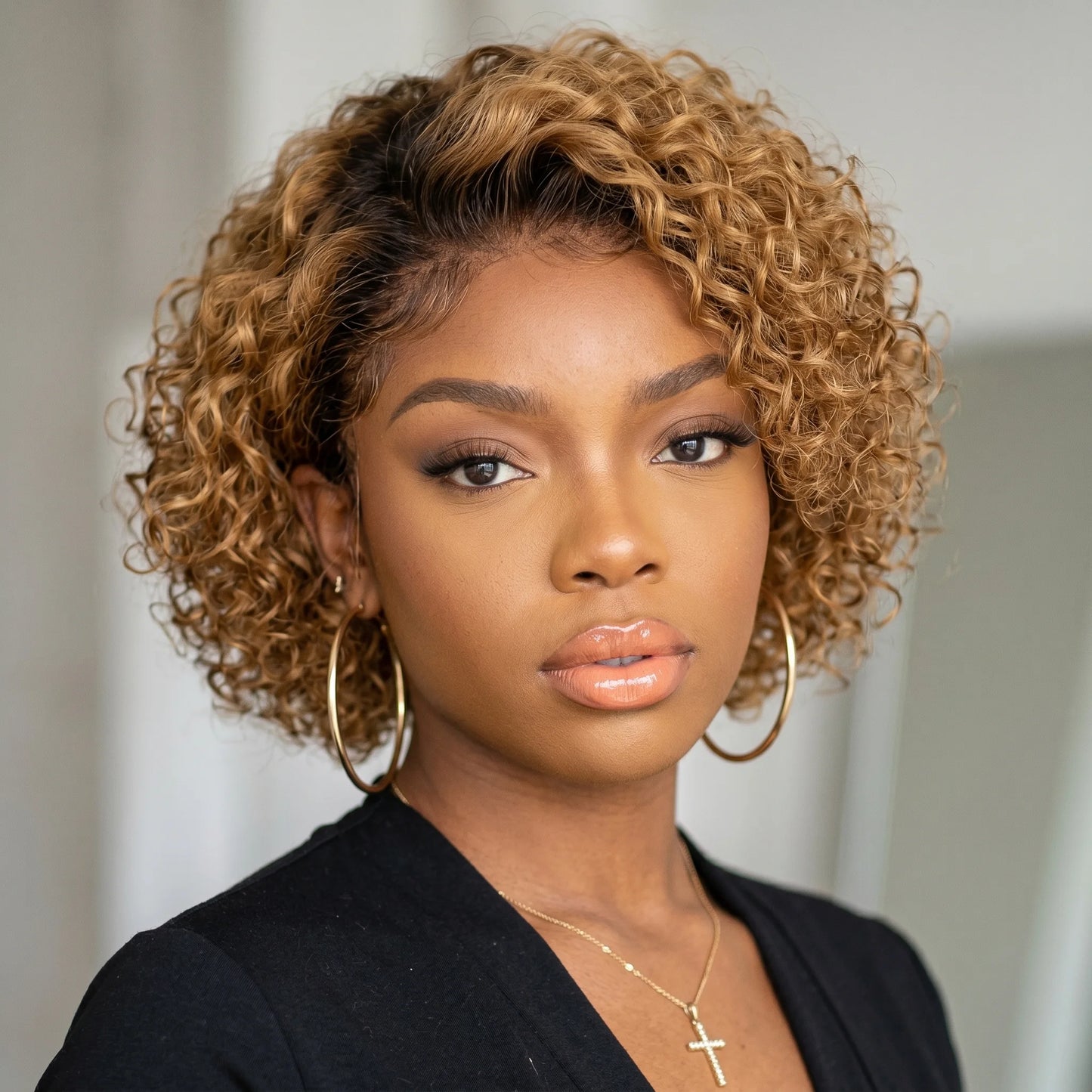 Safira Paul - peruca bob pixie cachos afro com ondas água e renda HD pré-arrancada premium