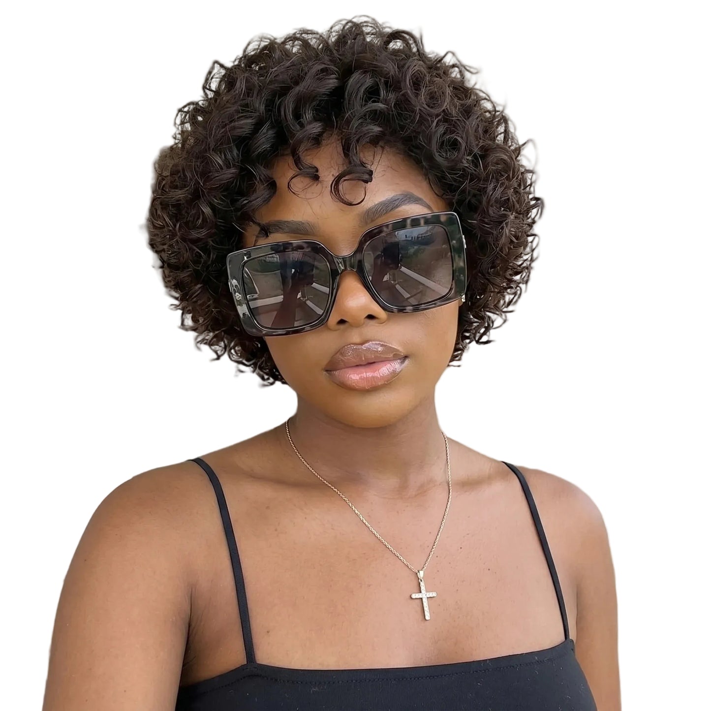 Safira Paul - peruca bob pixie cachos afro com ondas água e renda HD pré-arrancada premium