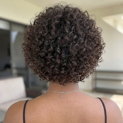 Safira Paul - peruca bob pixie cachos afro com ondas água e renda HD pré-arrancada premium
